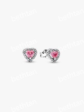 Elevated Pink Heart Stud Earrings